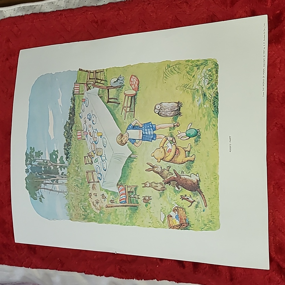 1957 Print of Pooh's Party